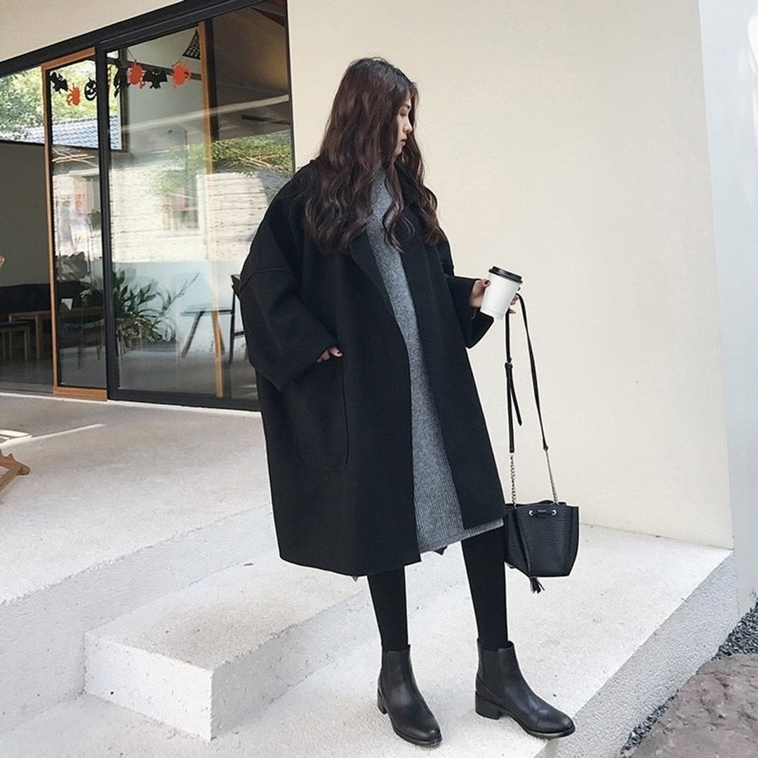 Women's Oversized Long Wool-Blend Trench Coat
