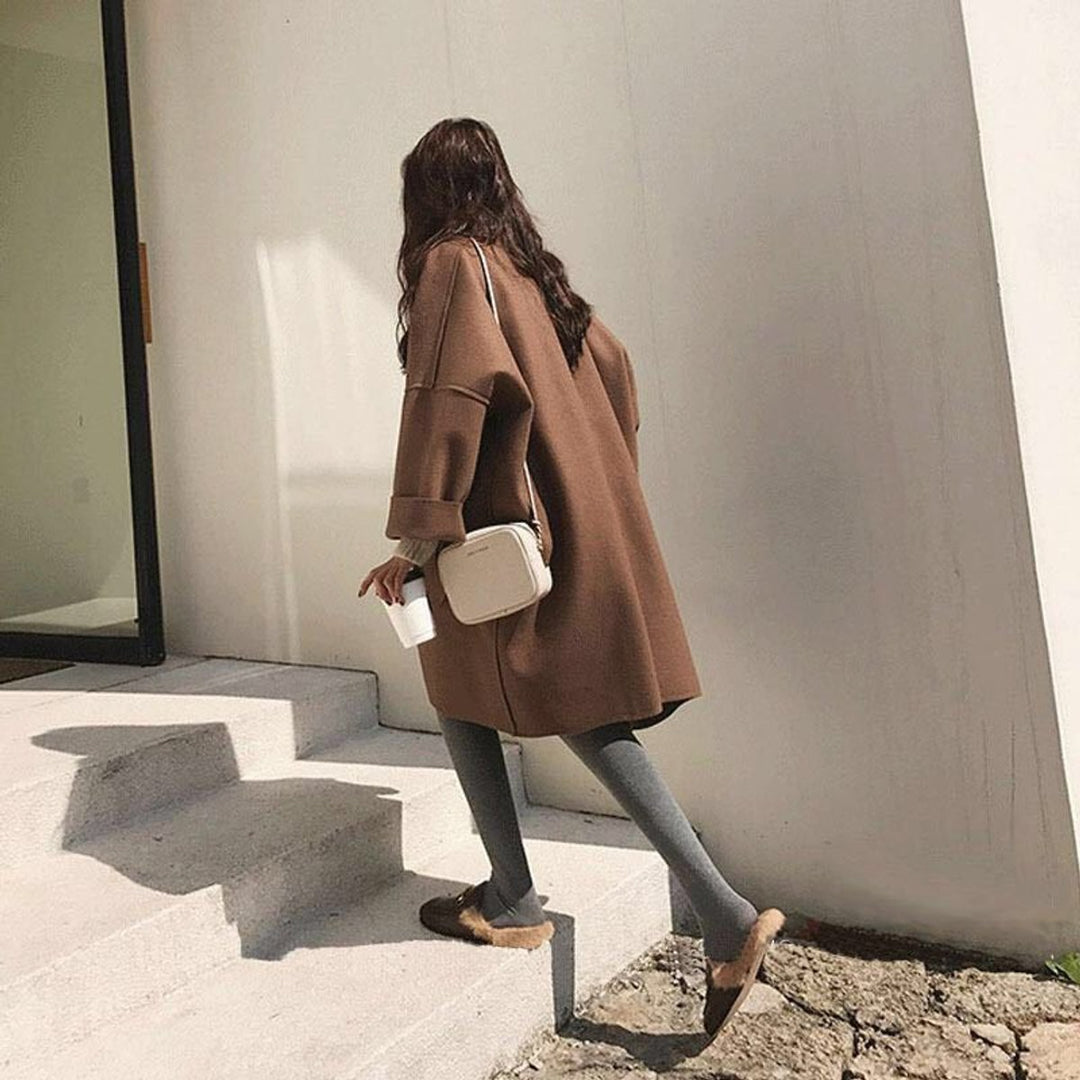Women's Oversized Long Wool-Blend Trench Coat