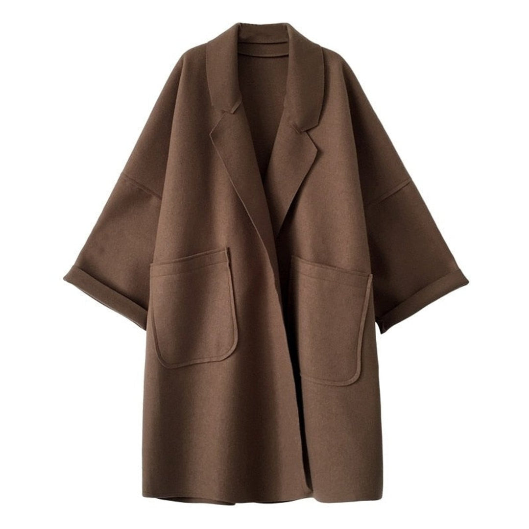 Women's Oversized Long Wool-Blend Trench Coat