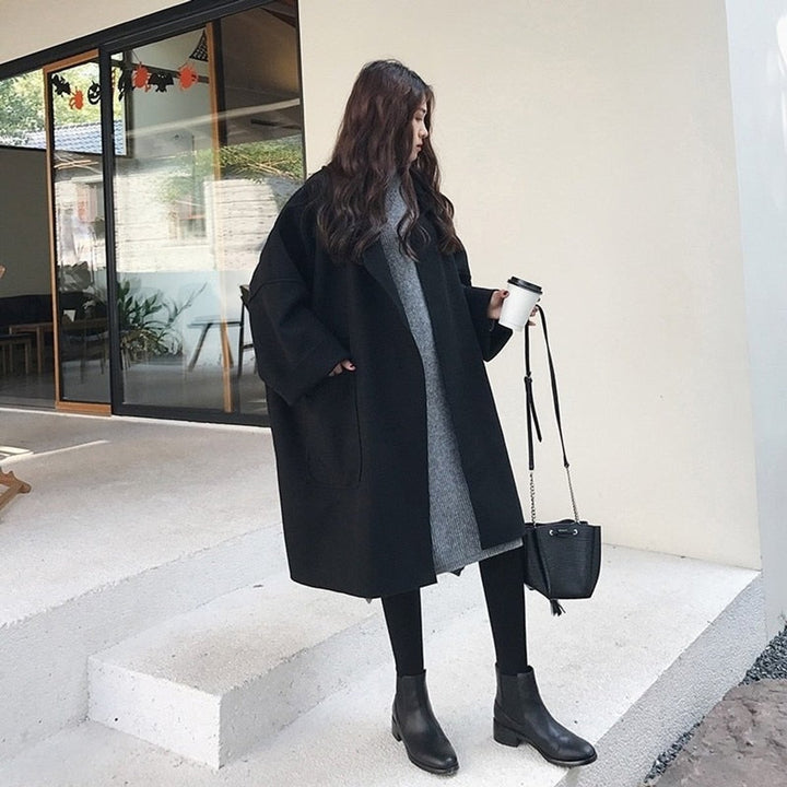 Women's Oversized Long Wool-Blend Trench Coat