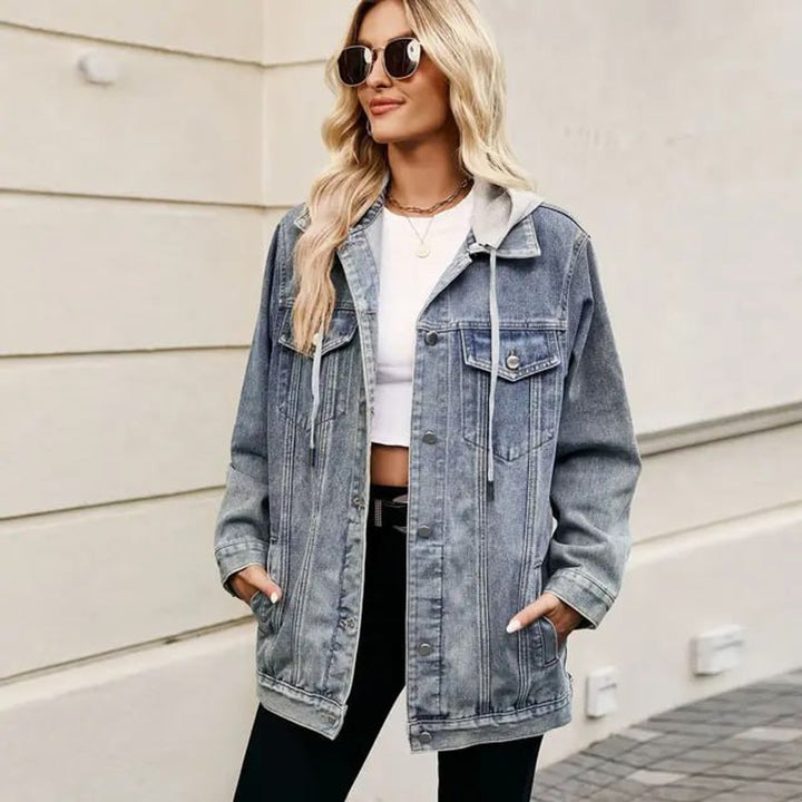 Women's Oversized Longline Button-Up Denim Jacket
