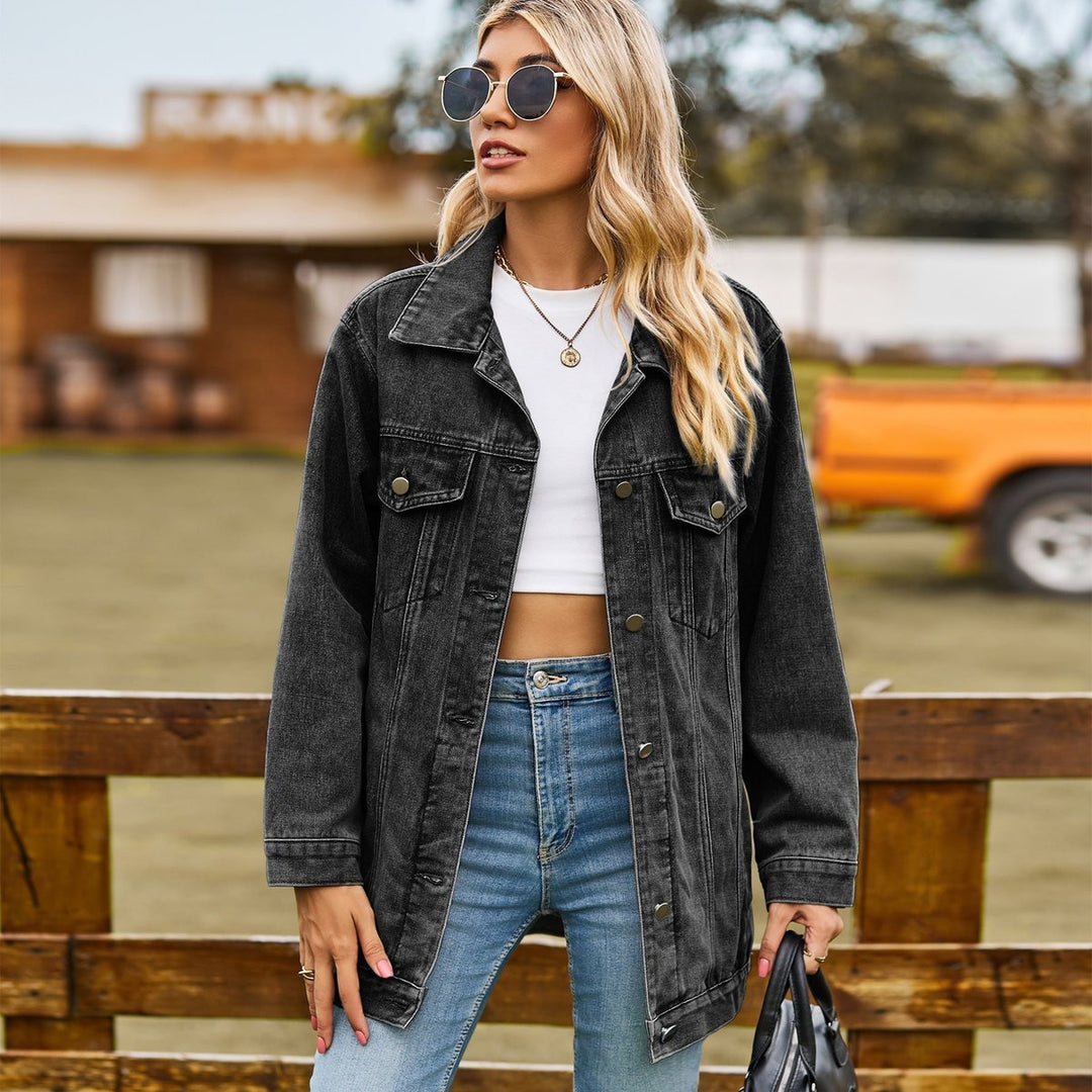 Women's Oversized Longline Button-Up Denim Jacket