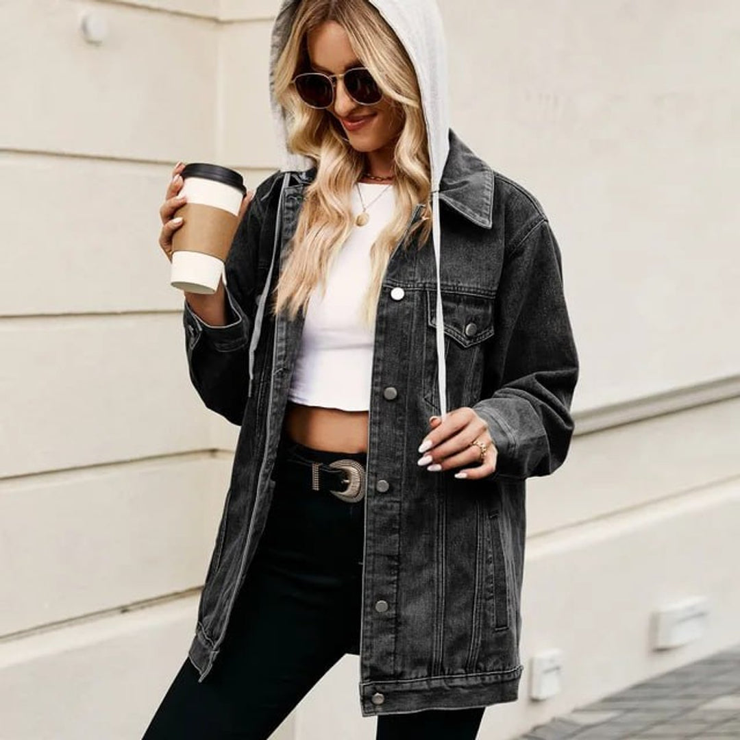 Women's Oversized Longline Button-Up Denim Jacket