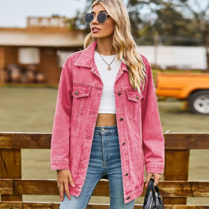 Women's Oversized Longline Button-Up Denim Jacket