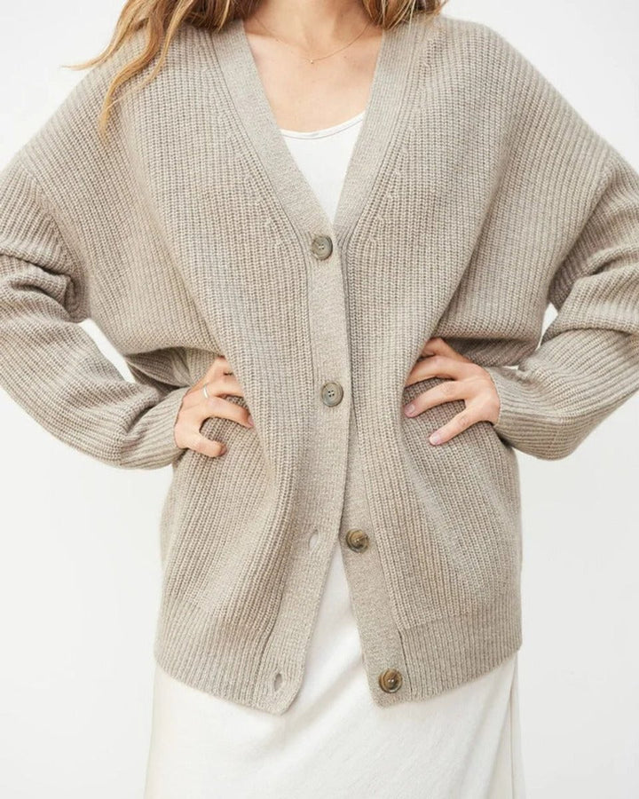 Women's Oversized Ribbed-Knit Button-Front Cardigan Sweater
