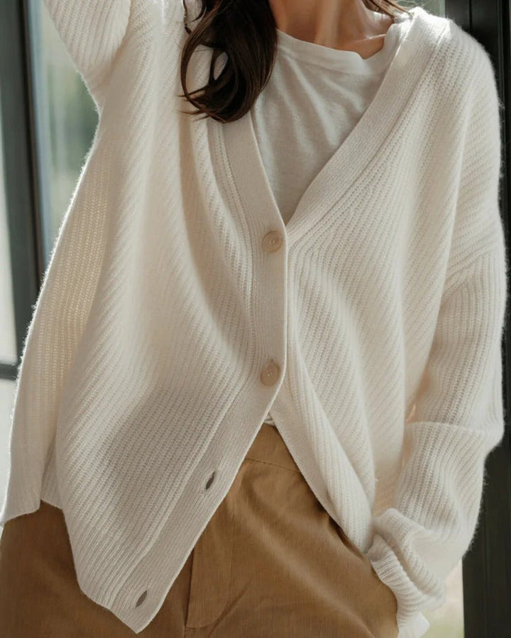 Women's Oversized Ribbed-Knit Button-Front Cardigan Sweater