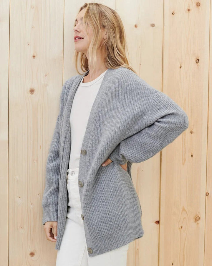 Women's Oversized Ribbed-Knit Button-Front Cardigan Sweater