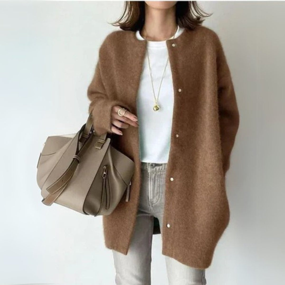 Women's Oversized Snap-Button Long Knit Cardigan Sweater
