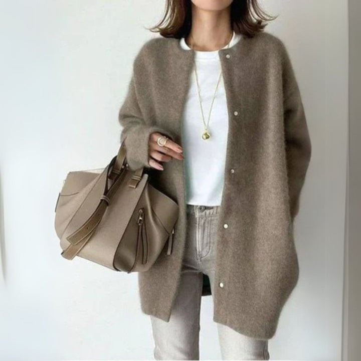 Women's Oversized Snap-Button Long Knit Cardigan Sweater