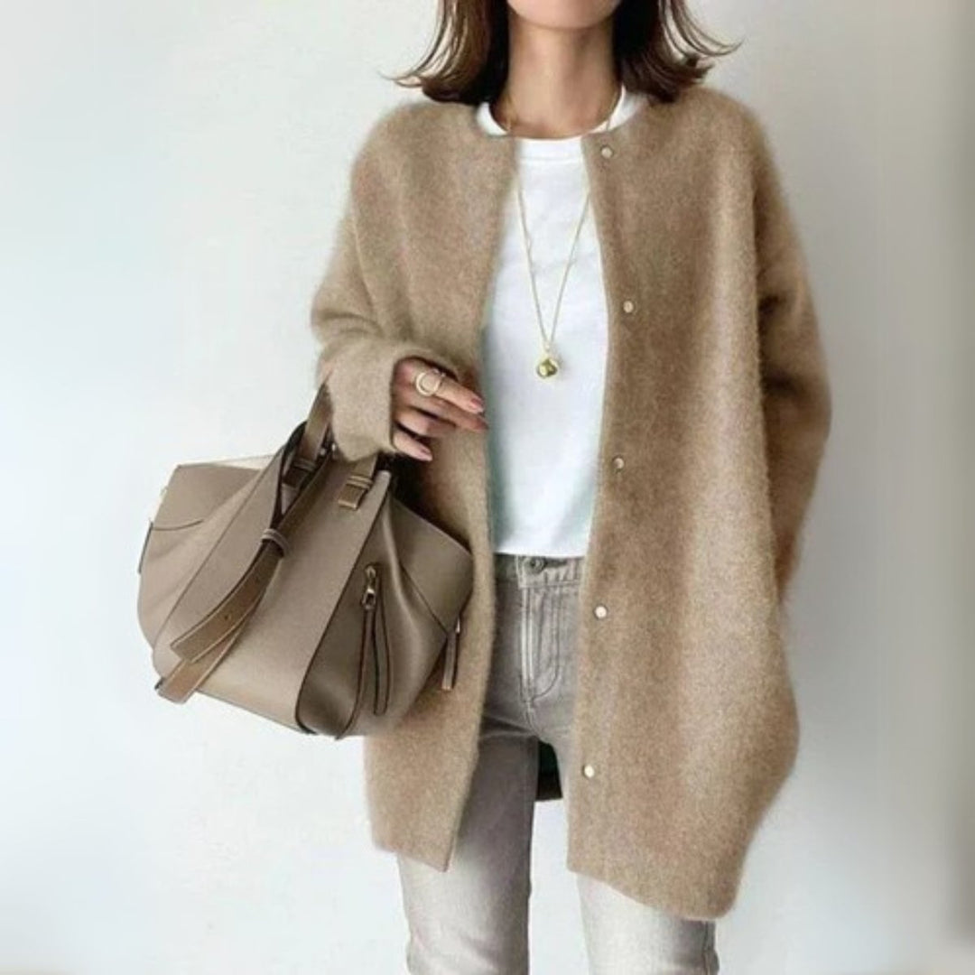 Women's Oversized Snap-Button Long Knit Cardigan Sweater