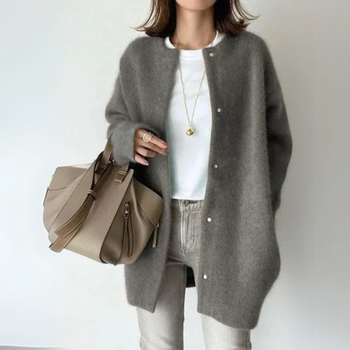 Women's Oversized Snap-Button Long Knit Cardigan Sweater