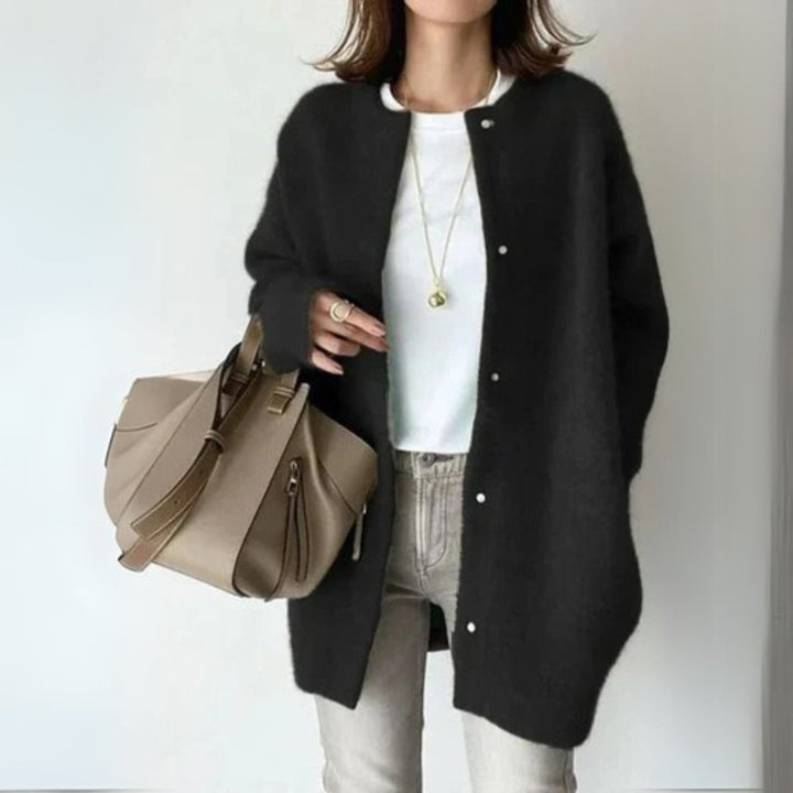 Women's Oversized Snap-Button Long Knit Cardigan Sweater
