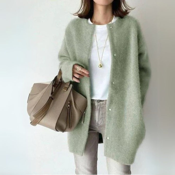Women's Oversized Snap-Button Long Knit Cardigan Sweater