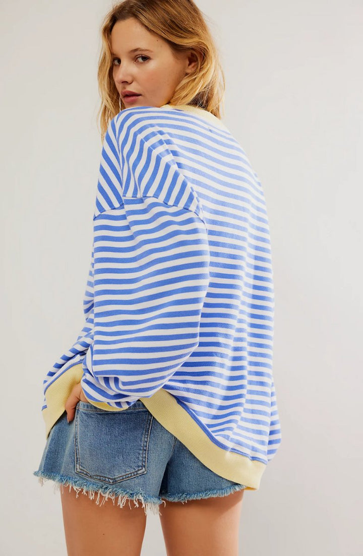 Women's Oversized Striped Crewneck Pullover Sweater