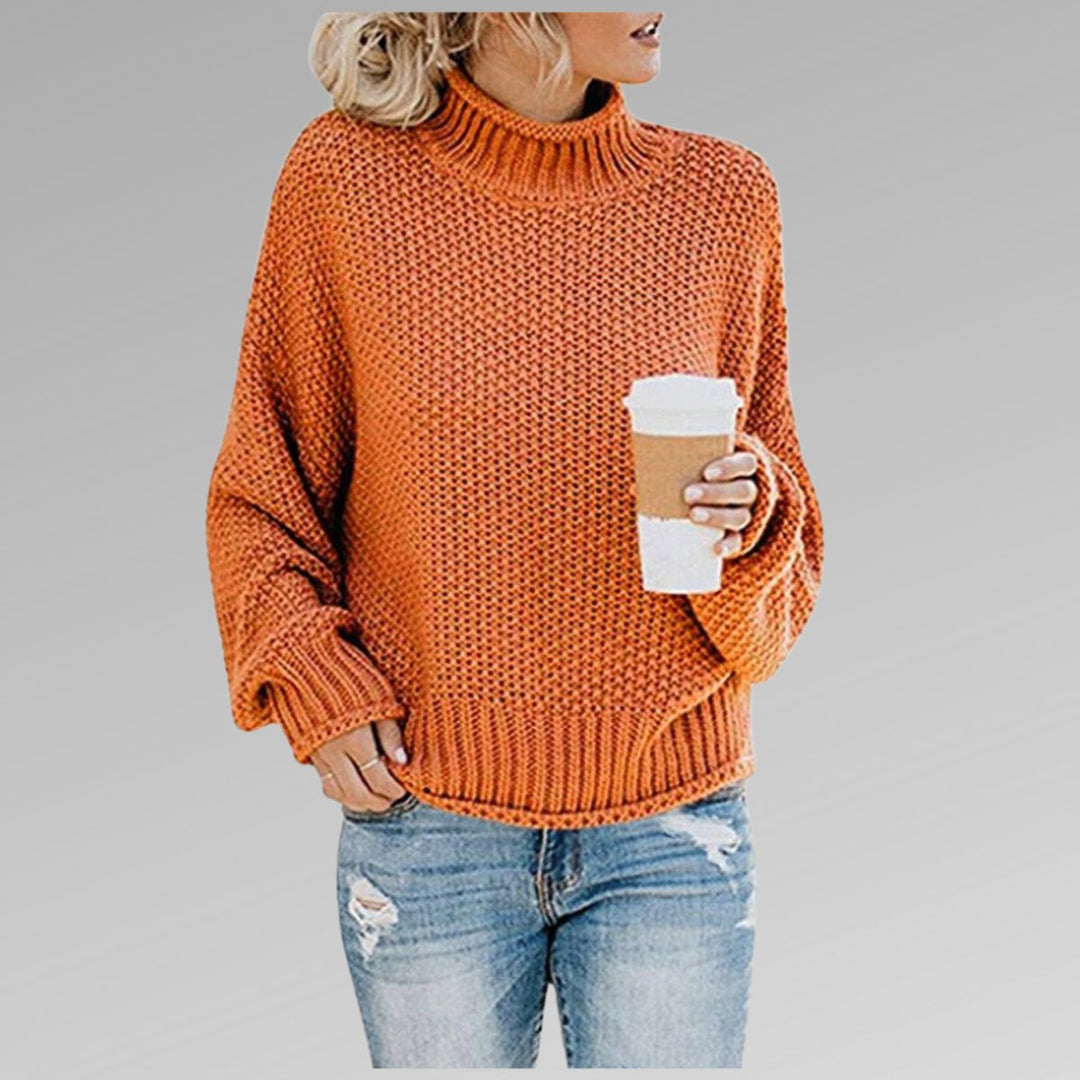 Women's Oversized Turtleneck Chunky Knit Pullover Sweater