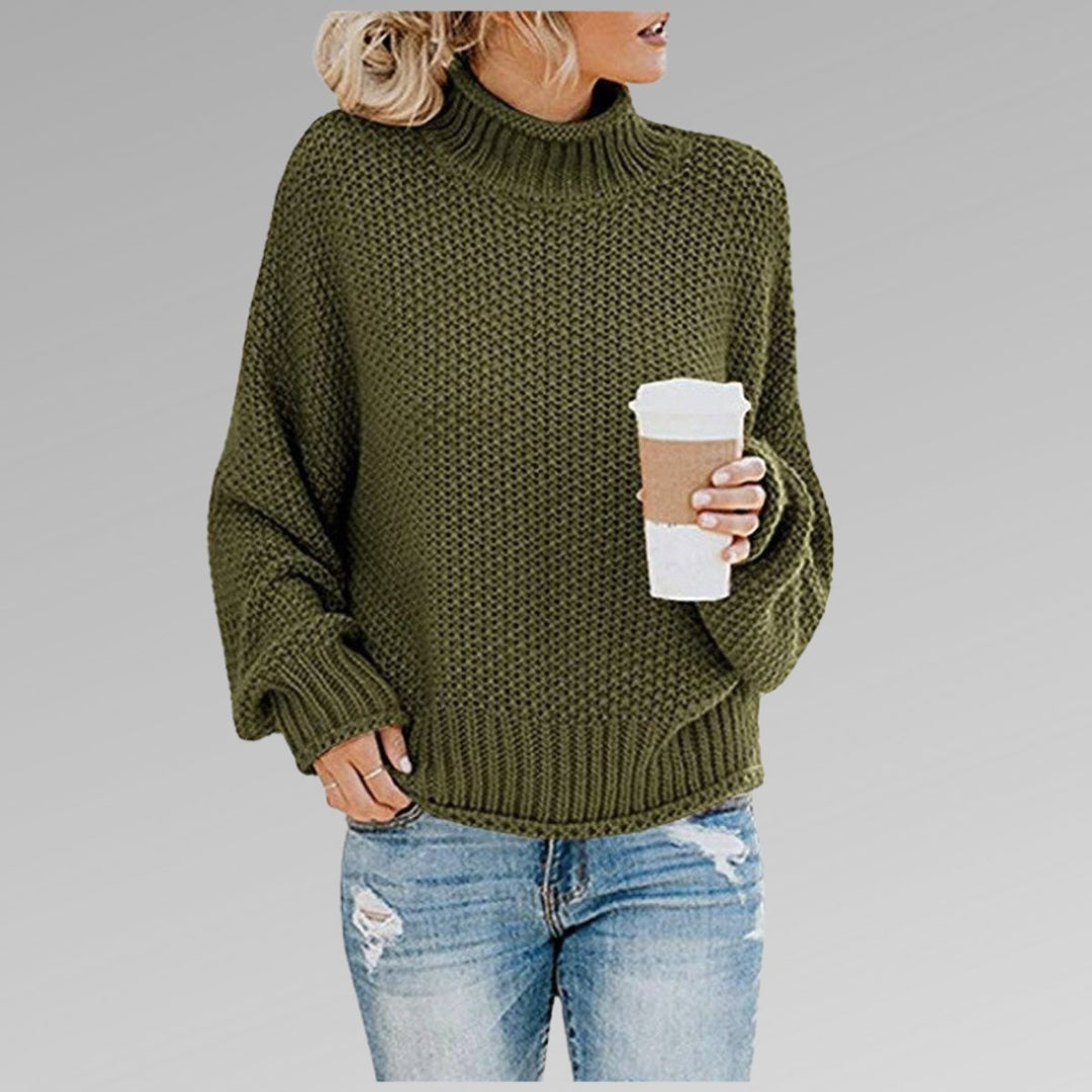 Women's Oversized Turtleneck Chunky Knit Pullover Sweater