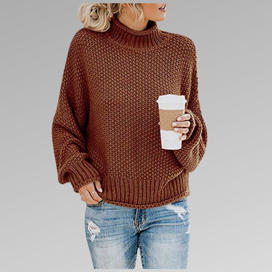 Women's Oversized Turtleneck Chunky Knit Pullover Sweater