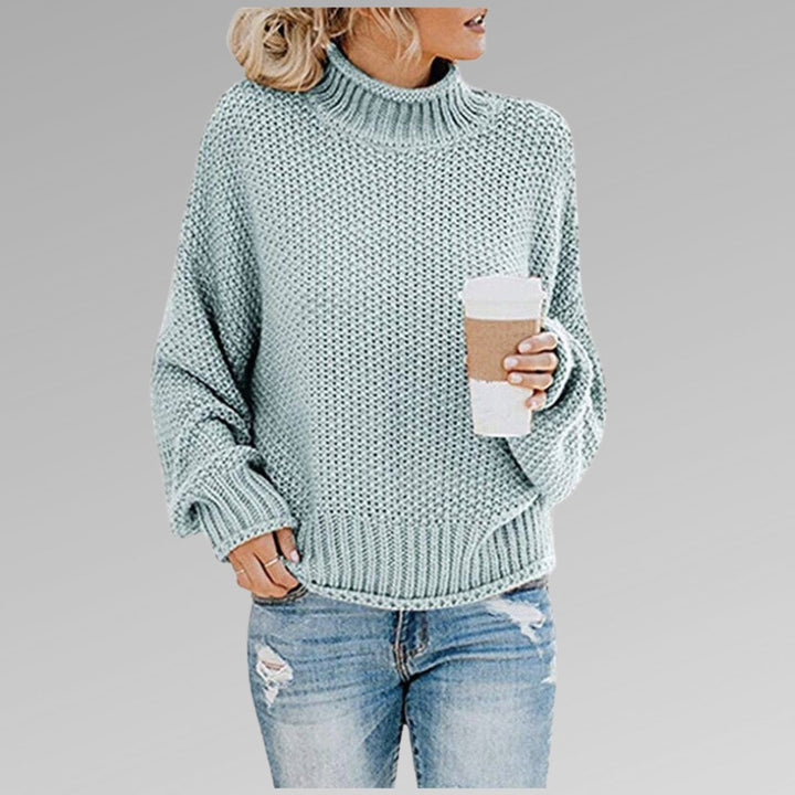 Women's Oversized Turtleneck Chunky Knit Pullover Sweater