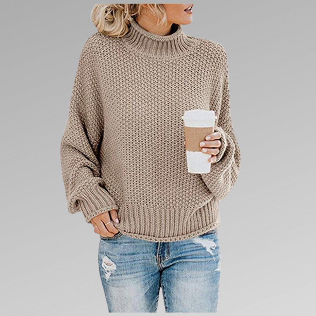 Women's Oversized Turtleneck Chunky Knit Pullover Sweater