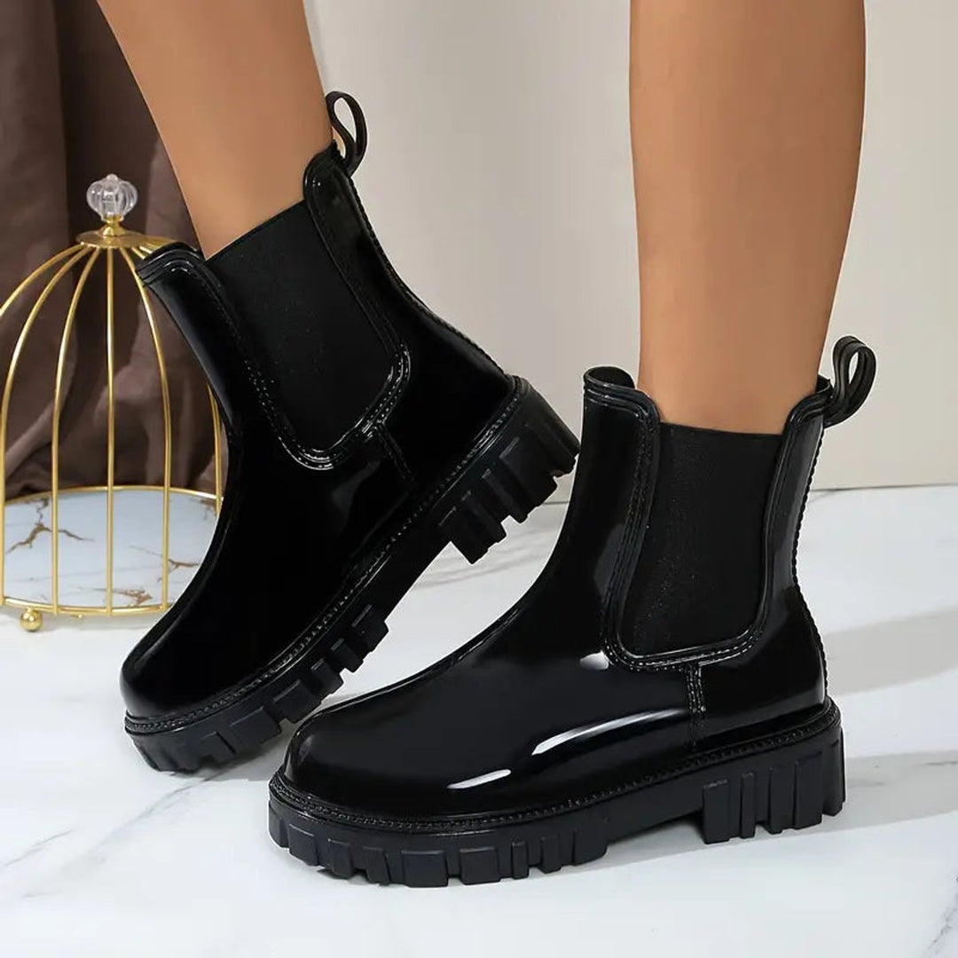 Women's Patent Chelsea Chunky-Sole Ankle Boots