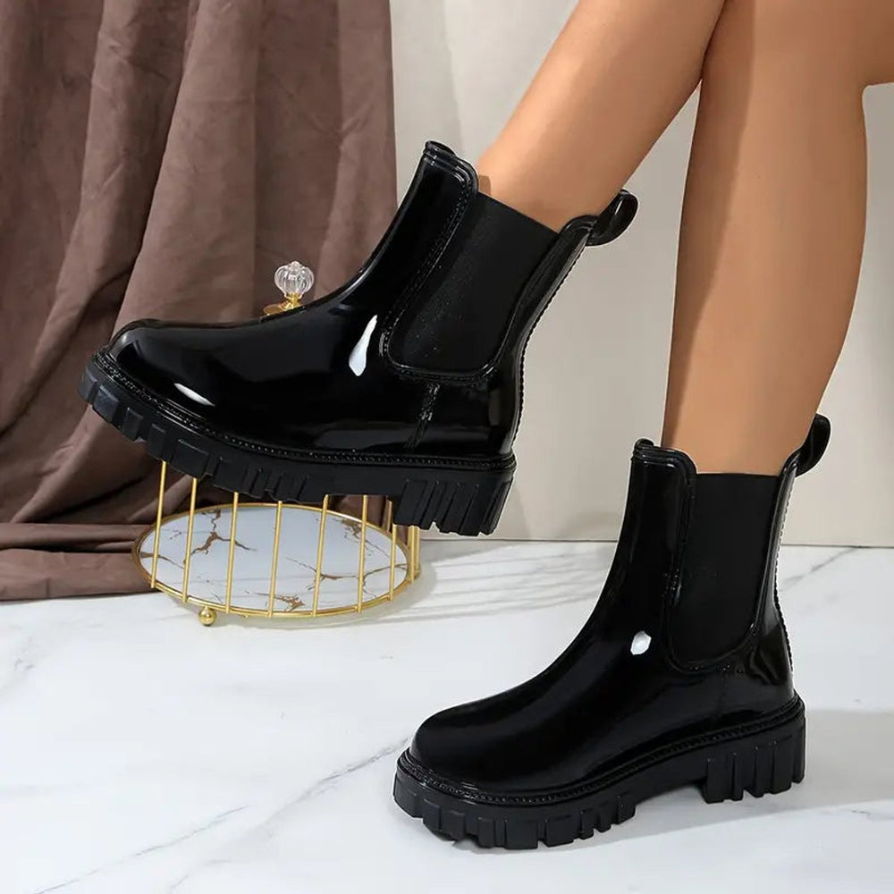 Women's Patent Chelsea Chunky-Sole Ankle Boots