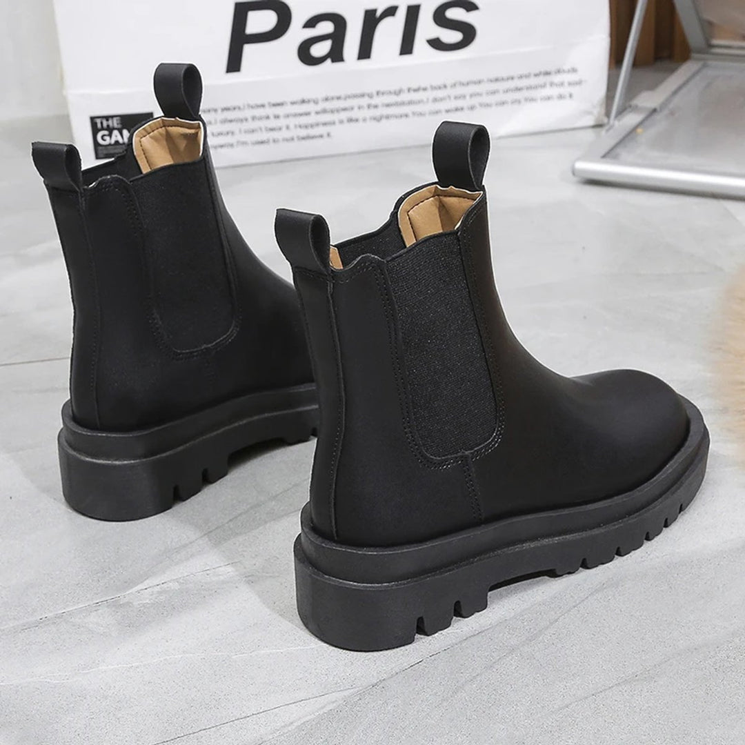 Women's Platform Chelsea Ankle Boots Elastic Side-Panel Pull-On