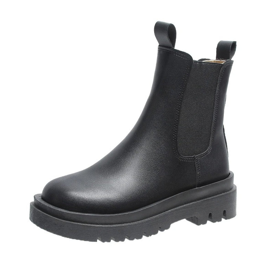Women's Platform Chelsea Ankle Boots Elastic Side-Panel Pull-On