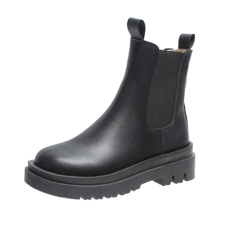 Women's Platform Chelsea Ankle Boots Elastic Side-Panel Pull-On