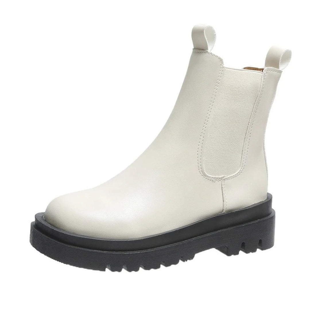 Women's Platform Chelsea Ankle Boots Elastic Side-Panel Pull-On