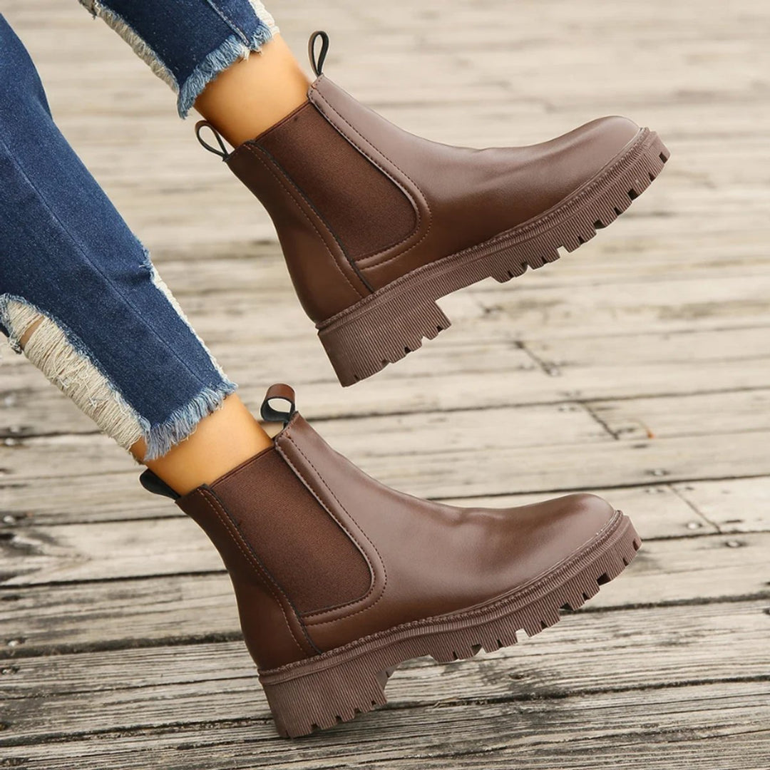 Women's Platform Chelsea Slip-On Ankle Boots Pull-Tab
