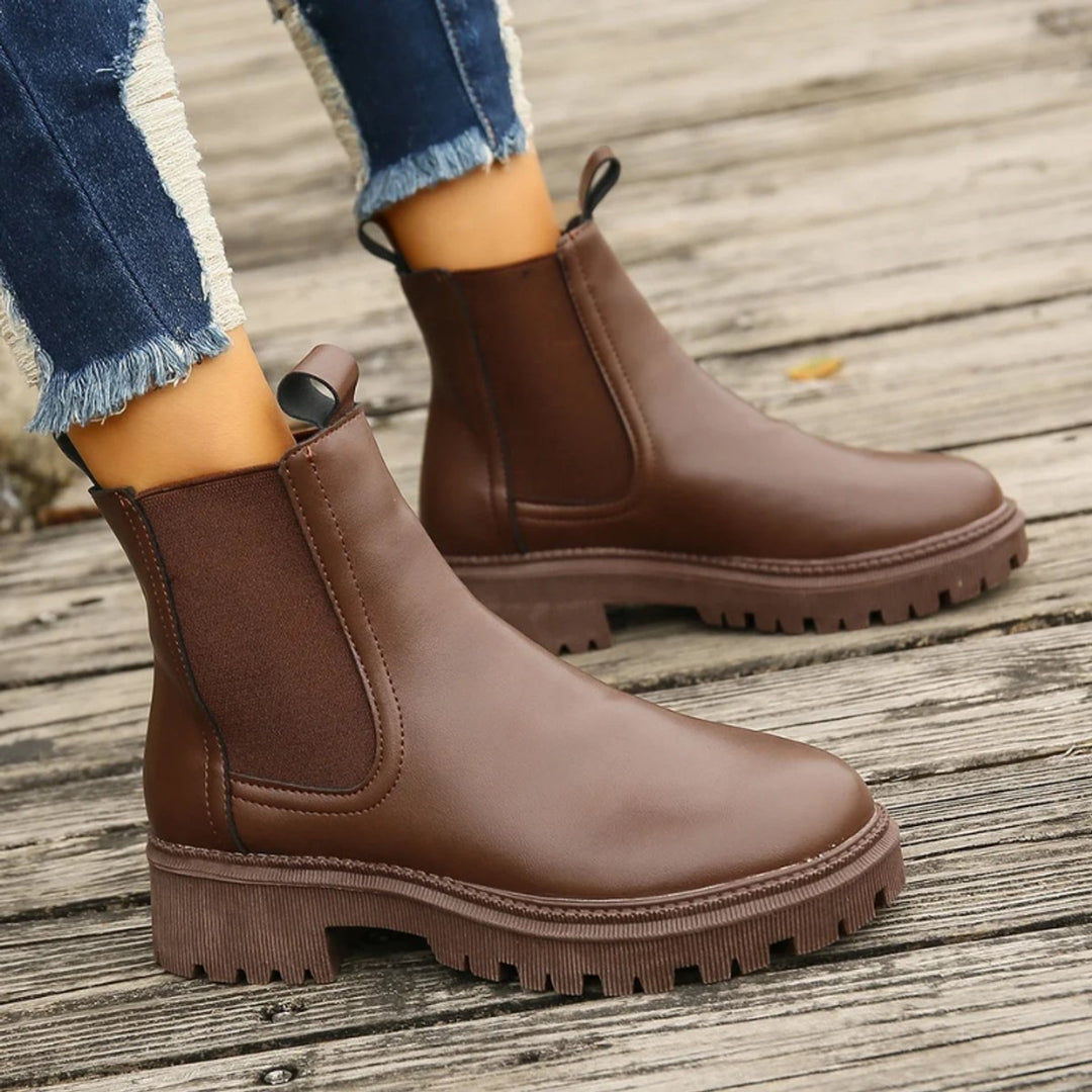 Women's Platform Chelsea Slip-On Ankle Boots Pull-Tab