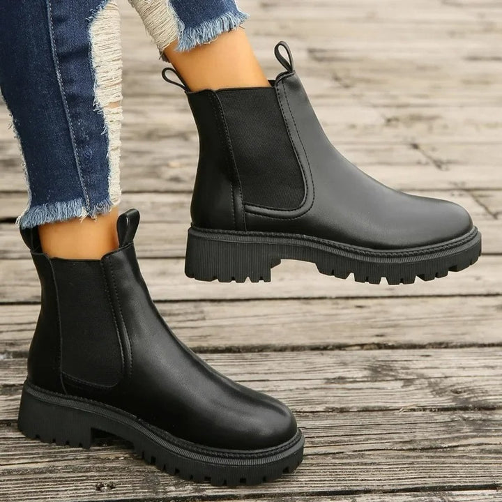 Women's Platform Chelsea Slip-On Ankle Boots Pull-Tab