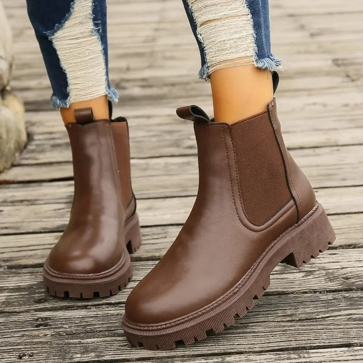Women's Platform Chelsea Slip-On Ankle Boots Pull-Tab