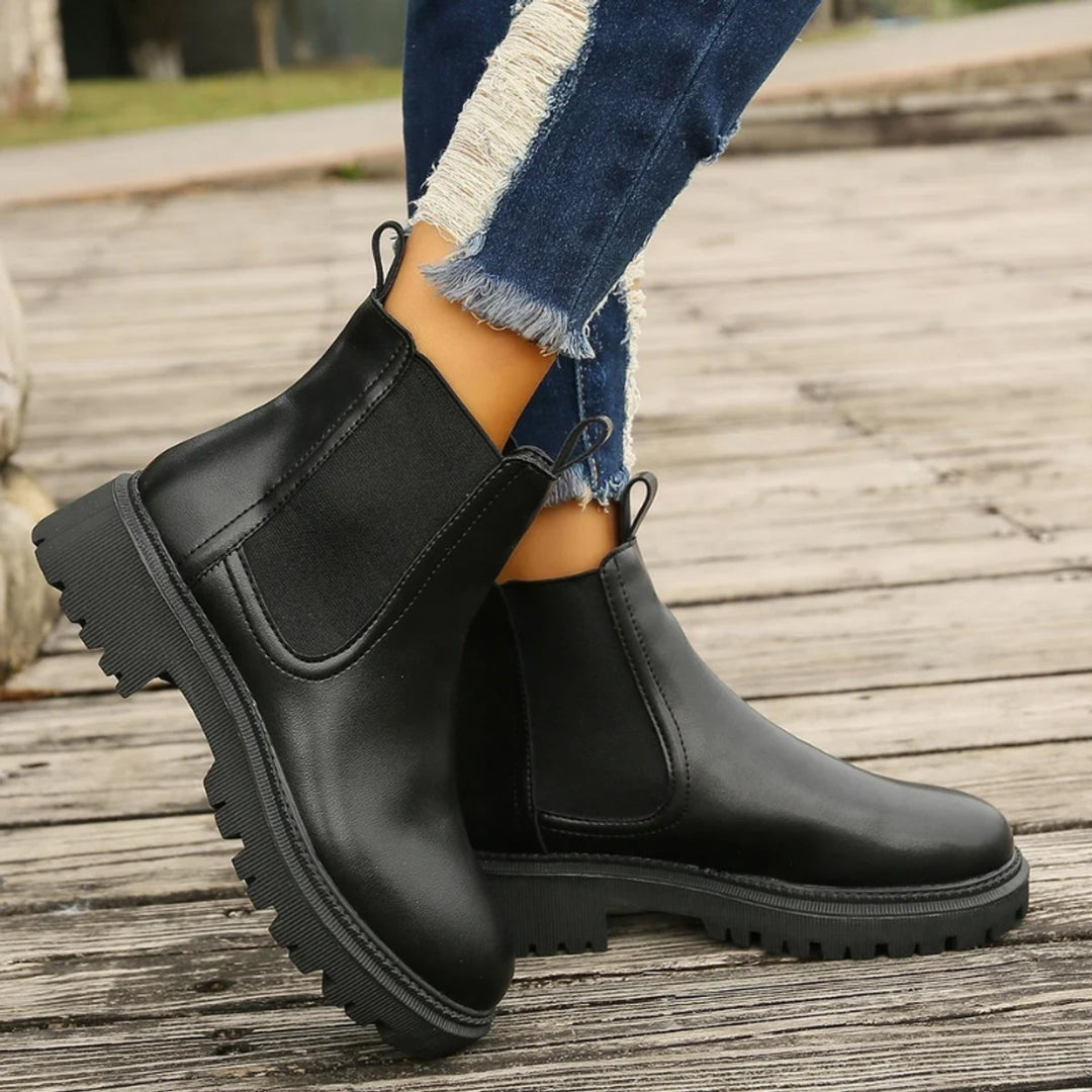 Women's Platform Chelsea Slip-On Ankle Boots Pull-Tab