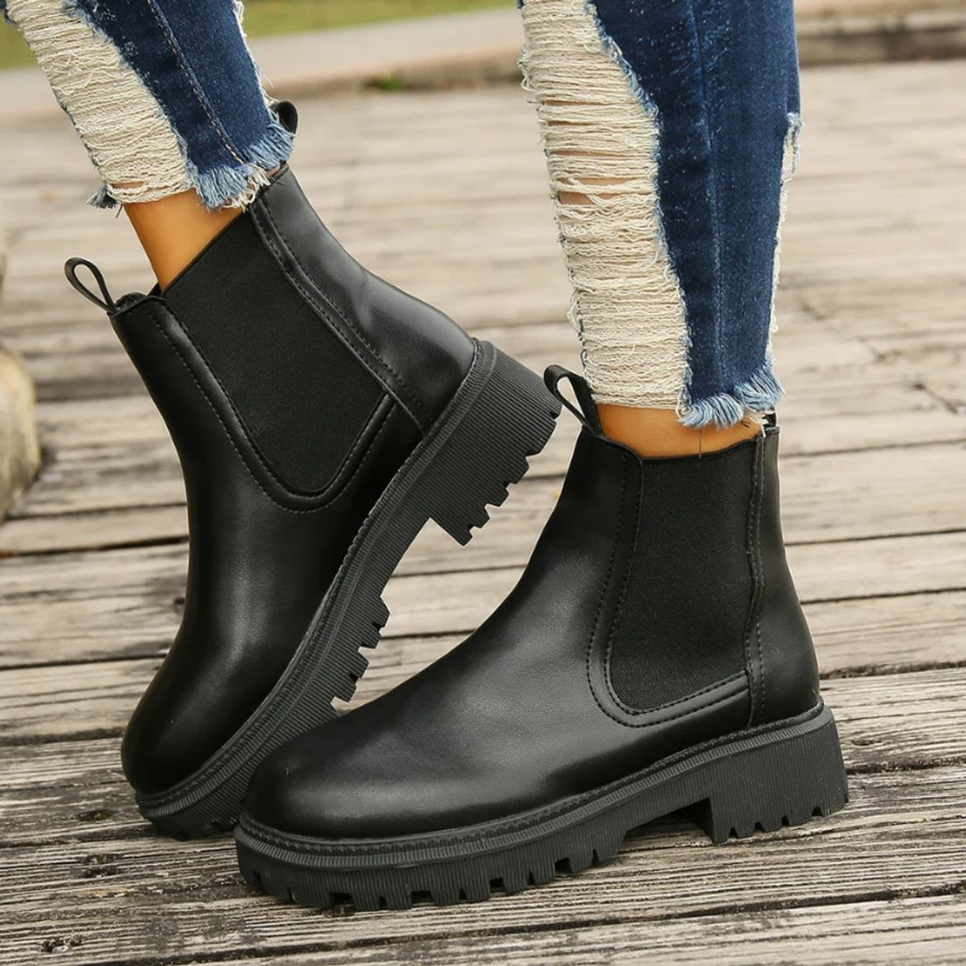 Women's Platform Chelsea Slip-On Ankle Boots Pull-Tab