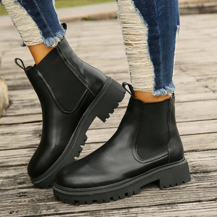 Women's Platform Chelsea Slip-On Ankle Boots Pull-Tab
