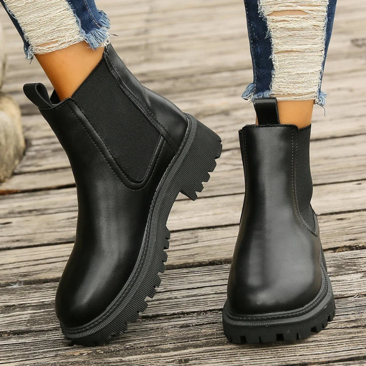 Women's Platform Chelsea Slip-On Ankle Boots Pull-Tab