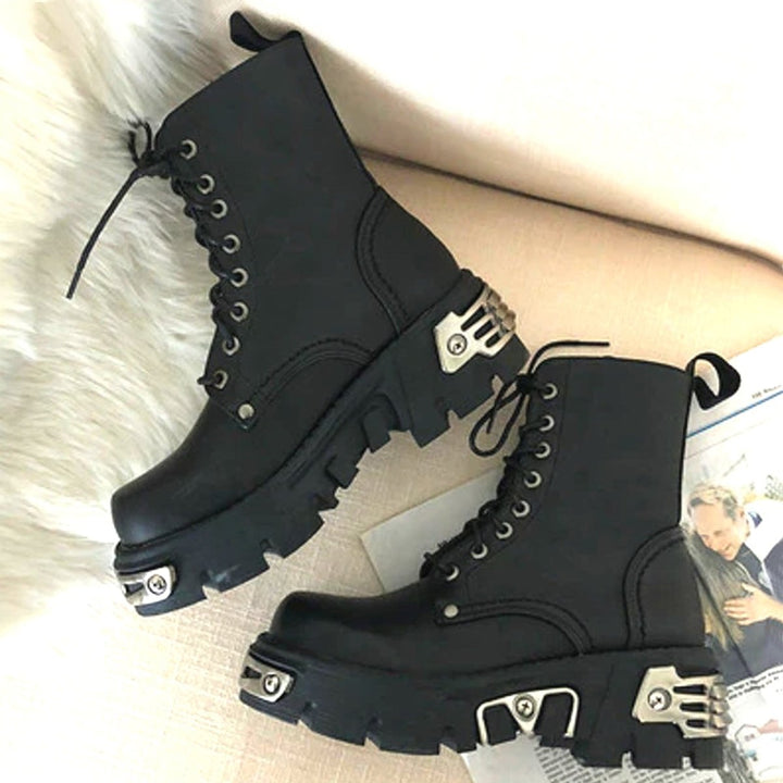 Women's Platform Lace-Up Punk-Inspired Ankle Boots