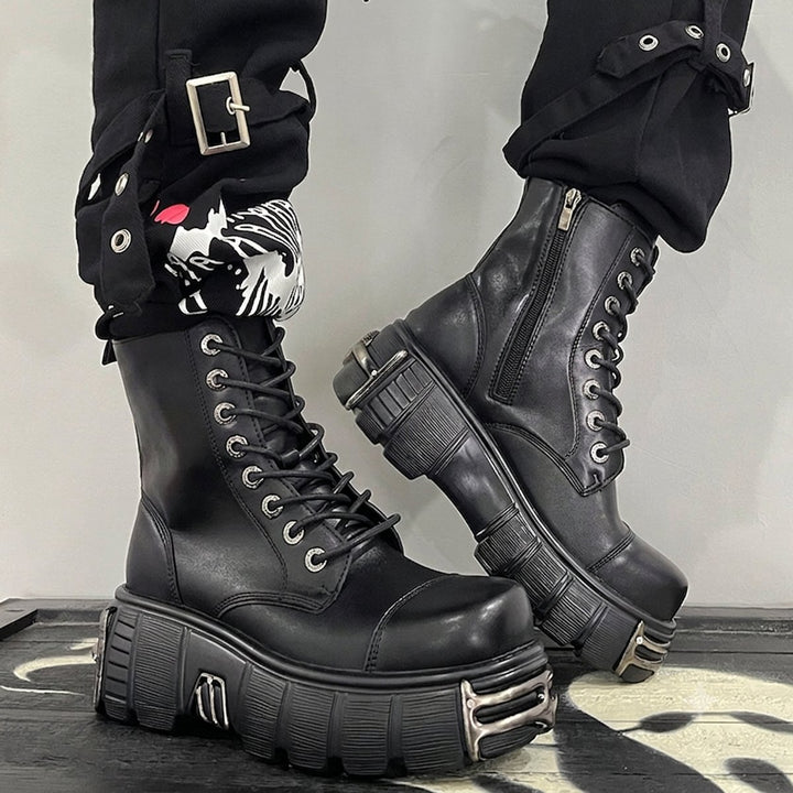 Women's Platform Lace-Up Punk-Inspired Ankle Boots
