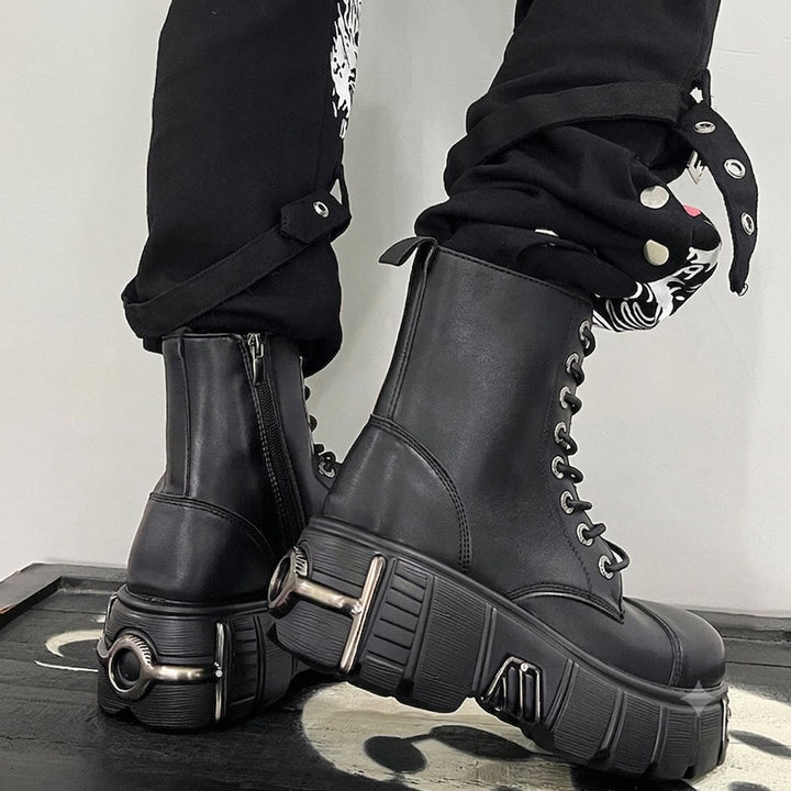 Women's Platform Lace-Up Punk-Inspired Ankle Boots
