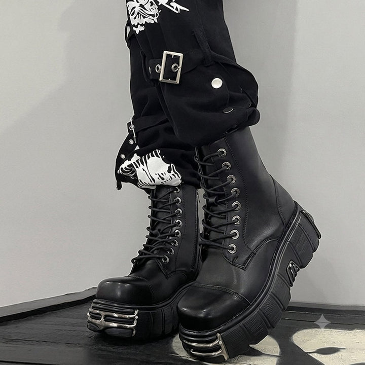 Women's Platform Lace-Up Punk-Inspired Ankle Boots