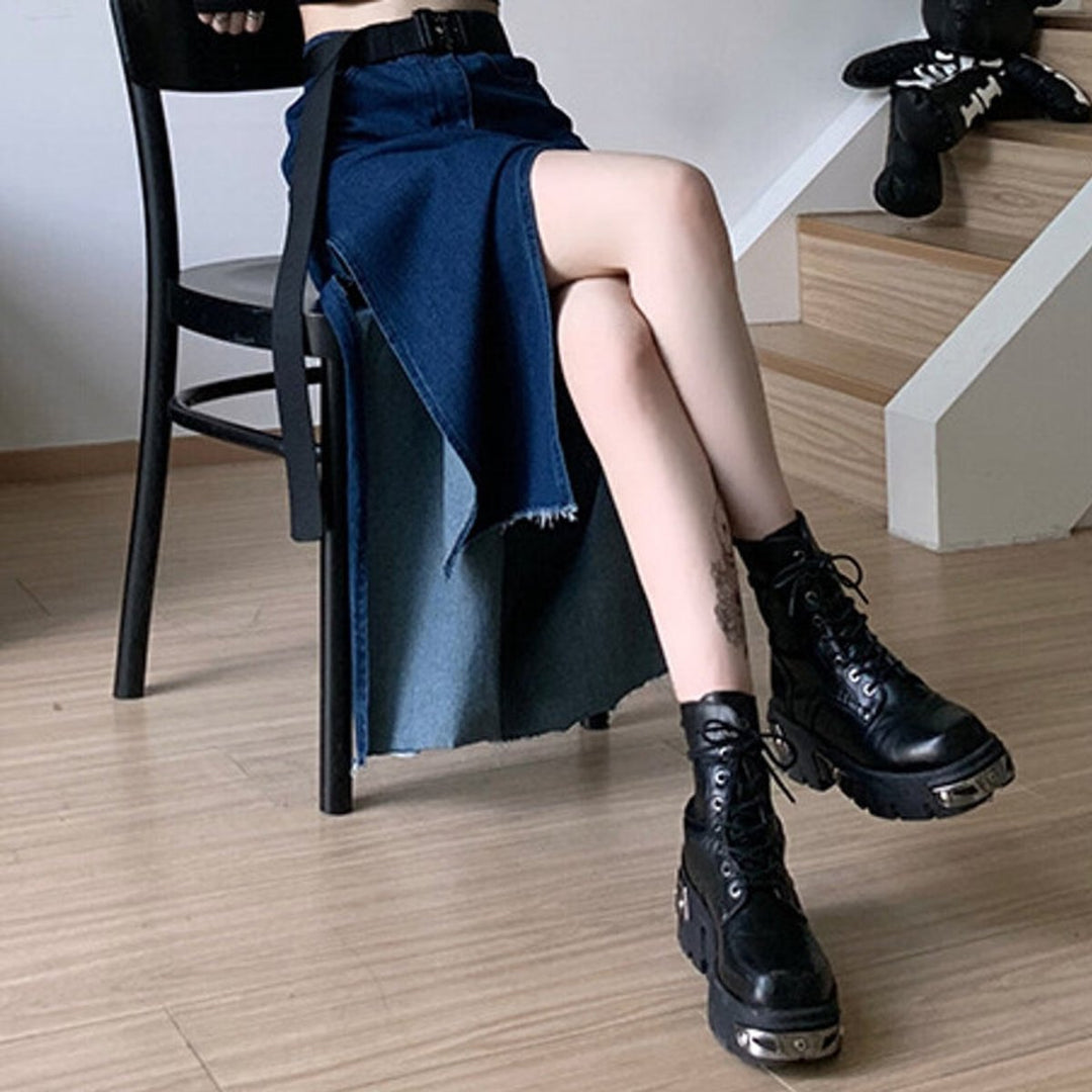Women's Platform Lace-Up Punk-Inspired Ankle Boots