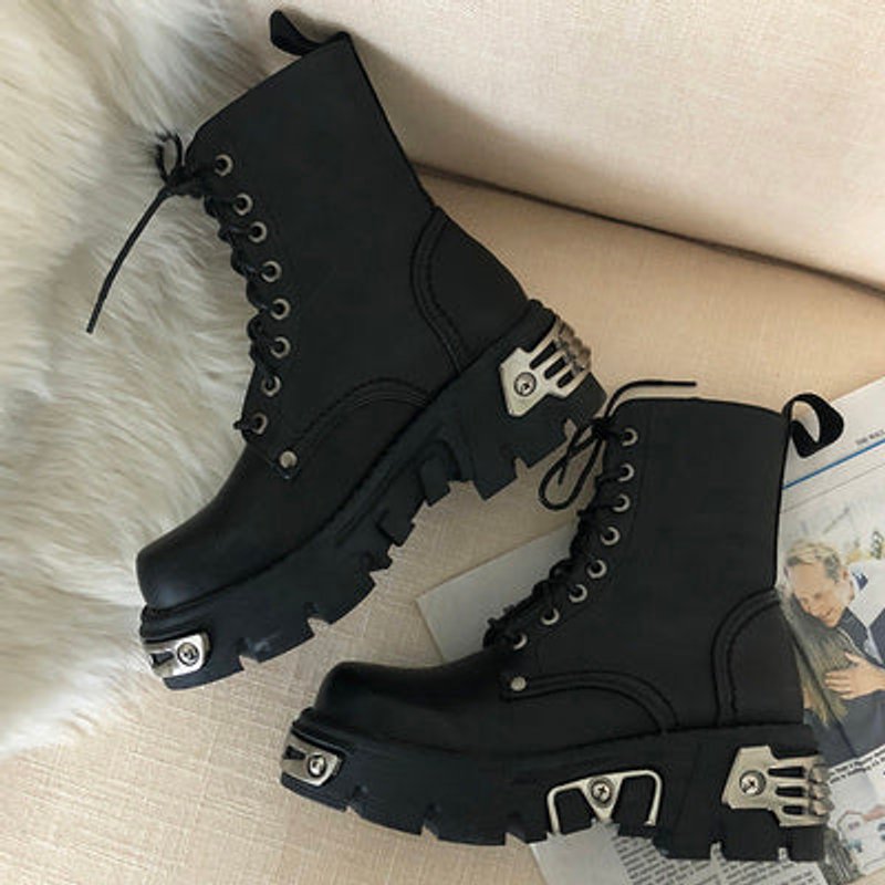 Women's Platform Lace-Up Punk-Inspired Ankle Boots