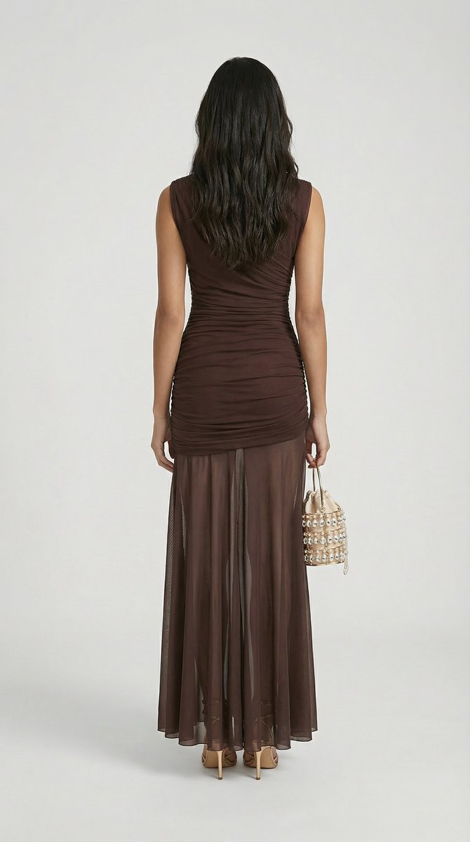 Women's Pleated Sculptural A-Line Fall Wedding Guest Dress