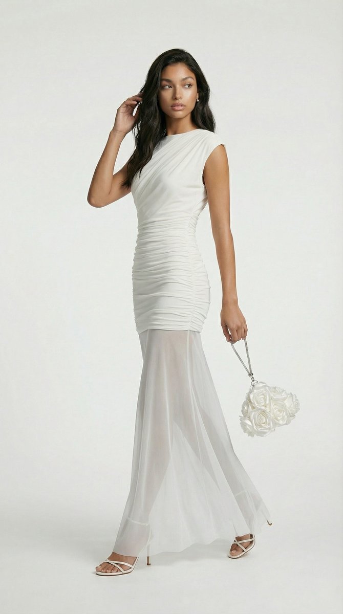 Women's Pleated Sculptural A-Line Fall Wedding Guest Dress