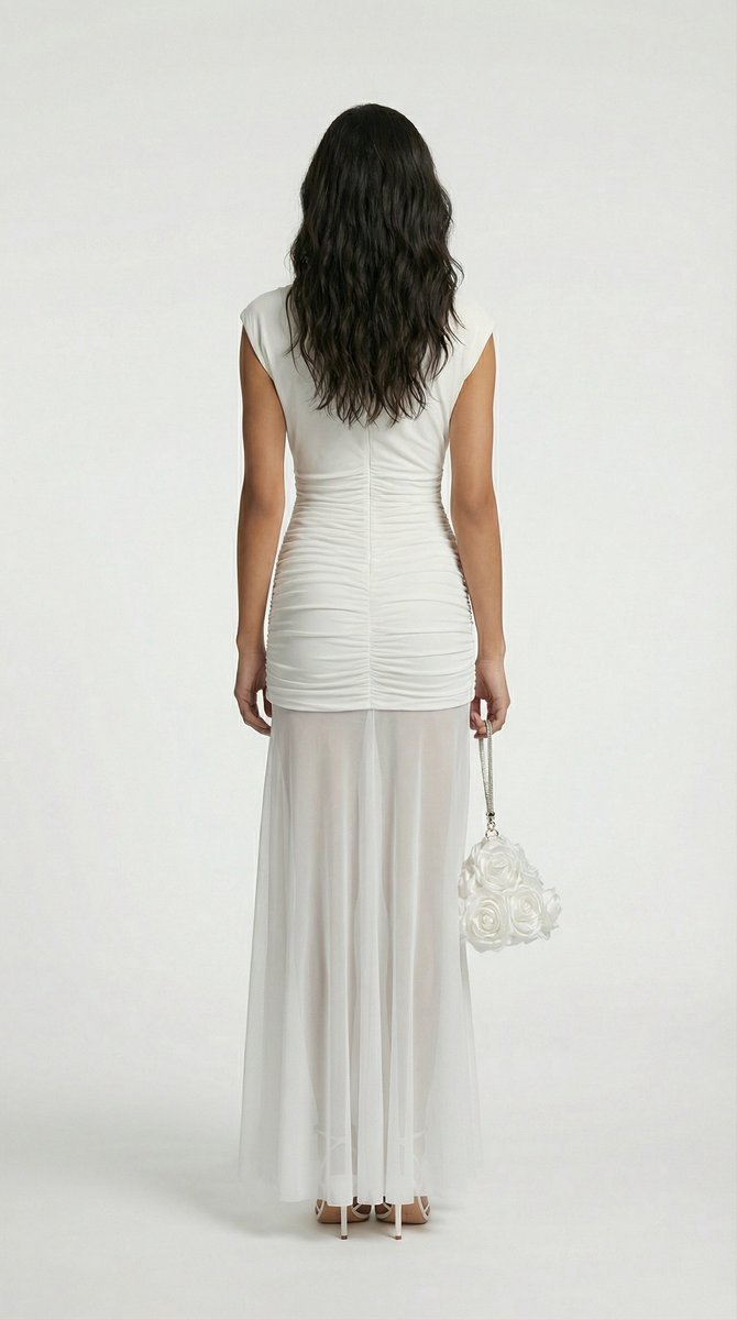 Women's Pleated Sculptural A-Line Fall Wedding Guest Dress