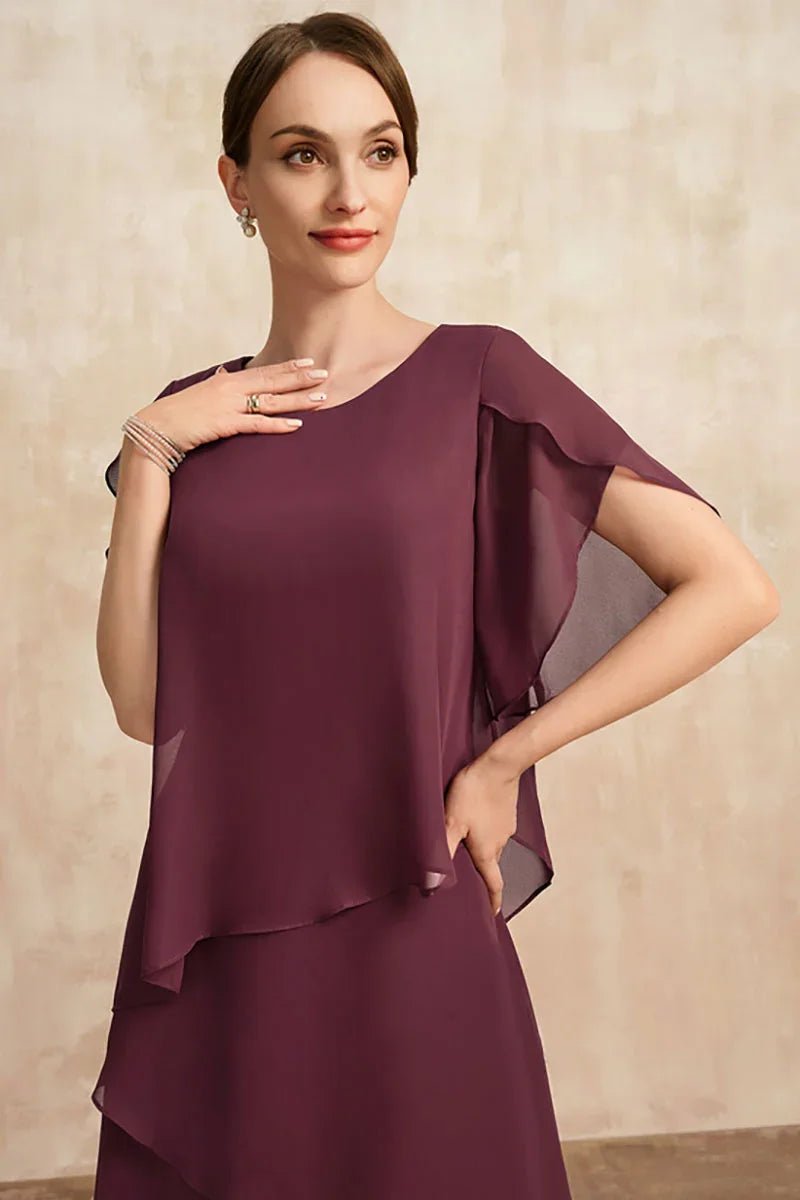 Women's Plus Size Tiered Chiffon Fall Midi Dress