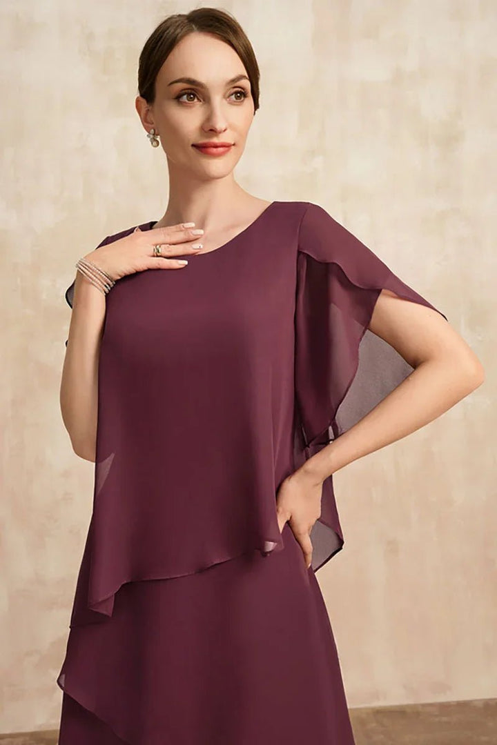 Women's Plus Size Tiered Chiffon Fall Midi Dress