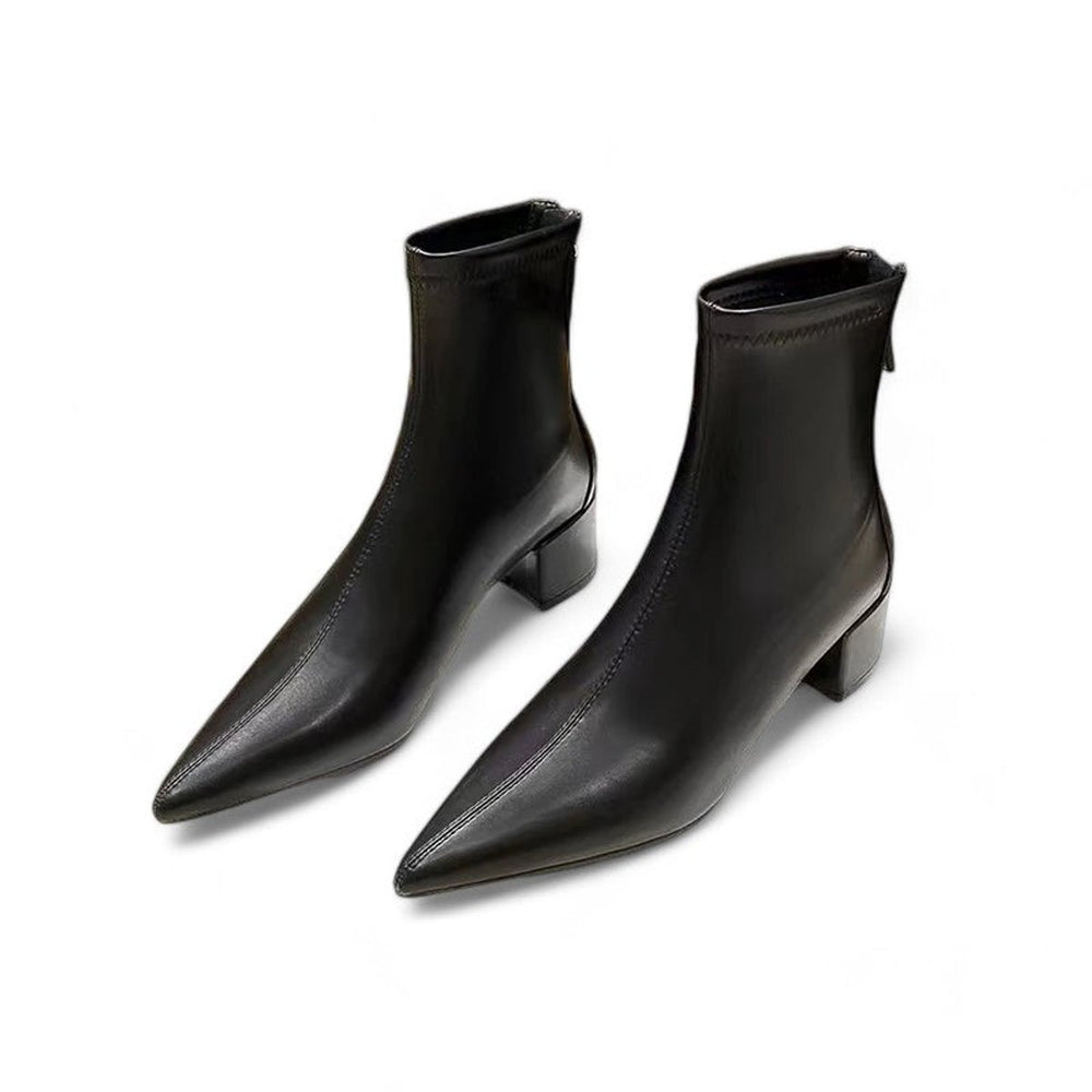 Women's Pointed-Toe Back-Zip Low-Heel Ankle Boots