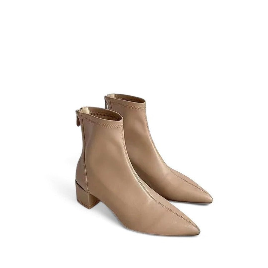 Women's Pointed-Toe Back-Zip Low-Heel Ankle Boots